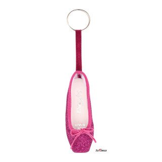 Schlüsselanhänger Spitzenschuh Glitzer Pink