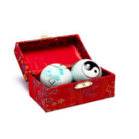 Qi Gong Kugeln Yin Yang weiß grün 4 cm