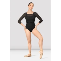 Mirella Majesty 3/4 Sleeve Ballett-Top mit Mesh Schwarz L