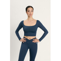 Giorgia Langarm Crop-Top Meerblau XS