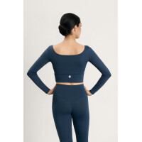 Giorgia Langarm Crop-Top Meerblau L